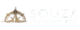 Logotipo oficial da Souza Turismo Foz com ícone de bússola náutica dourada.